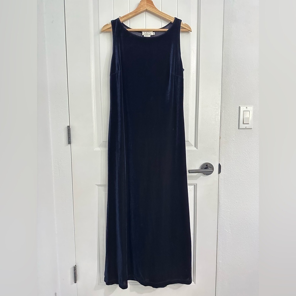 NWOT CDC Caren Desiree Company Dark Blue Velvet Maxi Dress